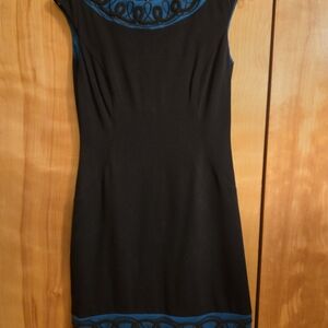 Maggy London Black Dress with Blue Detailing